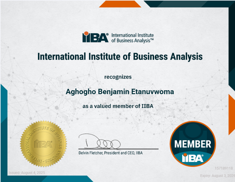 IIBA Membership Certificate